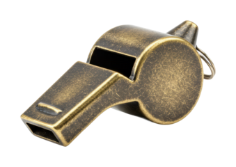 Whistleblowing event sports field object indoor environment focused accountability concept. Cut out PNG
