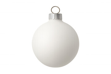 Obraz premium Minimalist white christmas ball ornament hanging with transparent background, perfect for holiday projects