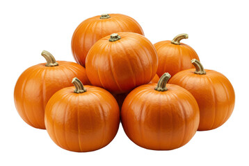 Obraz premium Harvest festival celebration with fresh pumpkins in a cozy farm setting captured in autumn light. Cut out PNG