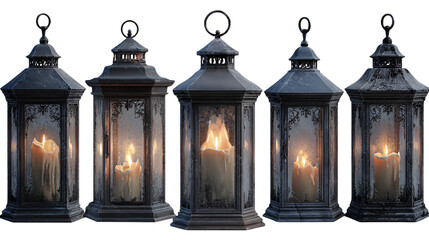  Lantern with Candle Light Vintage Style PNG Transparent