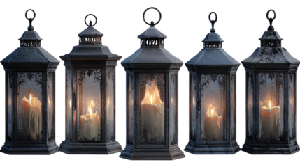  Lantern with Candle Light Vintage Style PNG Transparent