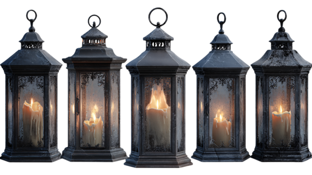  Lantern with Candle Light Vintage Style PNG Transparent