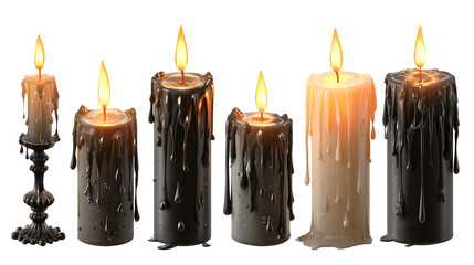 Spooky Candle Set PNG Isolated Decoration