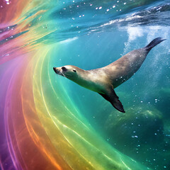 sea lion in the water