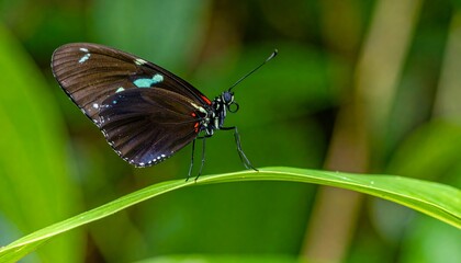 Obraz premium Close-up of a butterfly on a leaf (1)