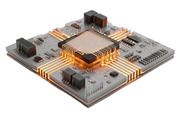 3D rendering of a circuit board with processor