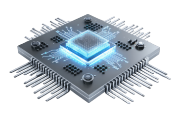 3D rendering of a microprocessor chip