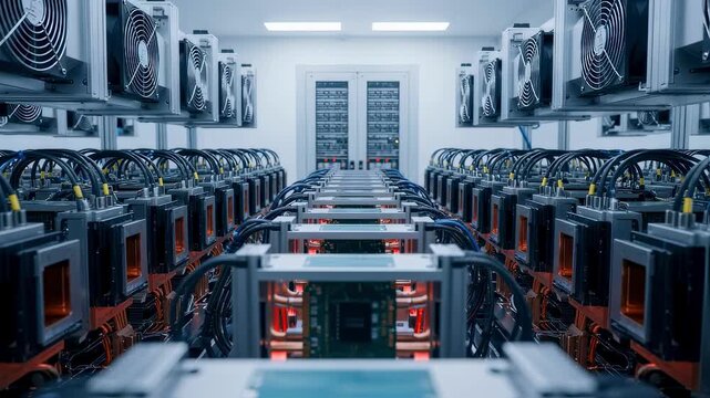 Inside a cryptographic chip burnin vault showing durable mounting fixtures and heat dissipation mechanisms in action.
