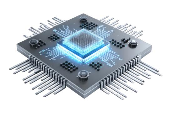 3D rendering of a microprocessor chip