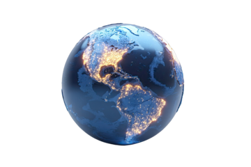 Night view of Earth, Americas highlighted
