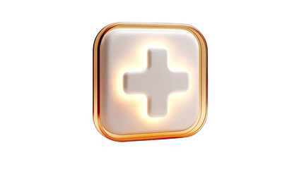 Fototapeta premium Illuminated white plus sign in gold square frame