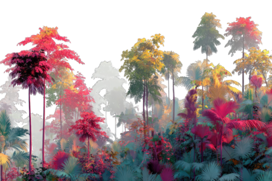 Vibrant, colorful forest scene