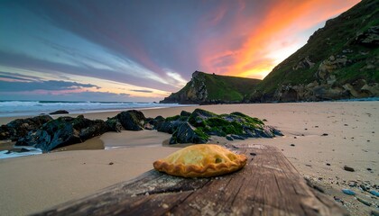 Sunset beach scene with a pie (1)