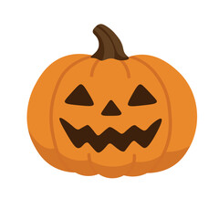 Spooky cartoon jack o lantern pumpkin illustration in flat doodle vector style for Halloween design.