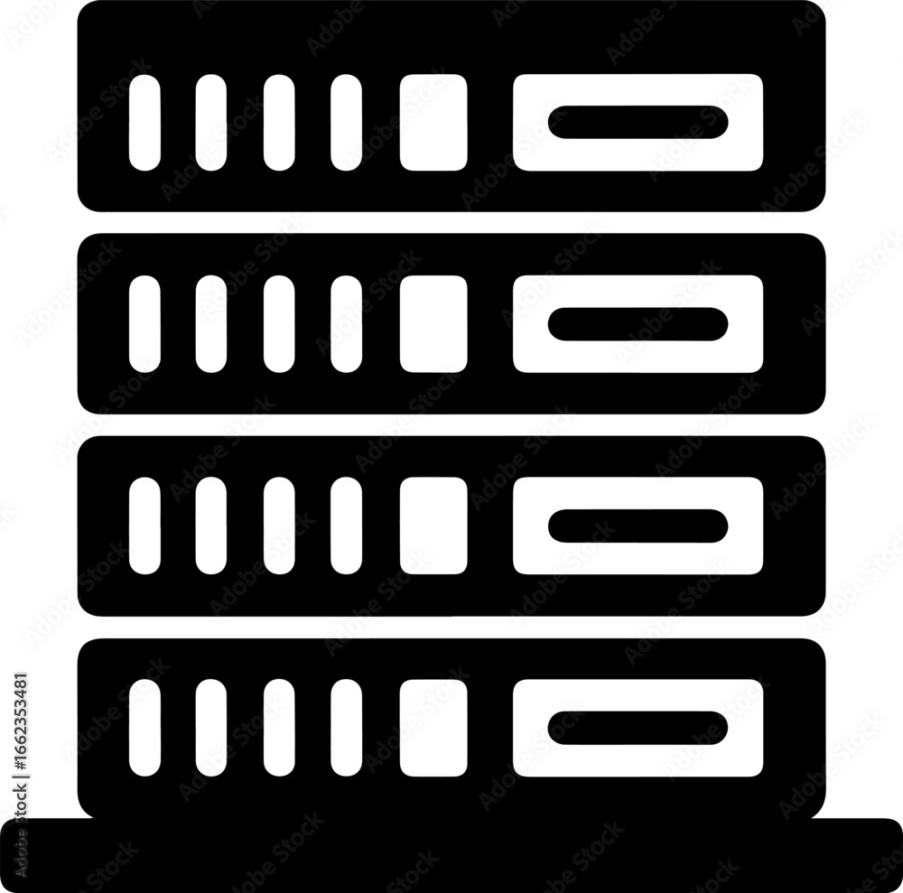 Aufkleber simple silhouette icon of a stacked server rack representing data center technology and network infr