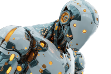 Close-up of a futuristic robot