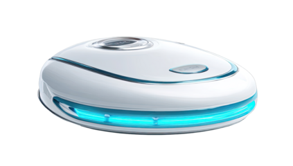 White oval-shaped device with glowing light accents
