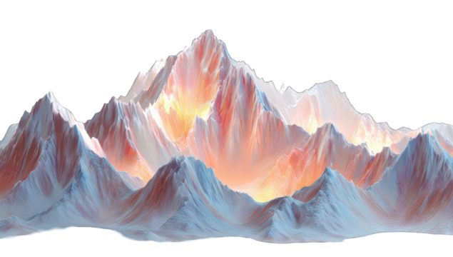 Majestic mountain range, sunrise glow