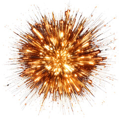 Obraz premium Abstract Golden Burst Explosion with Light Trails on White Background