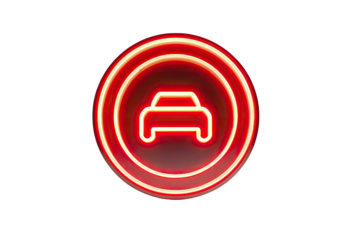 Red neon car icon