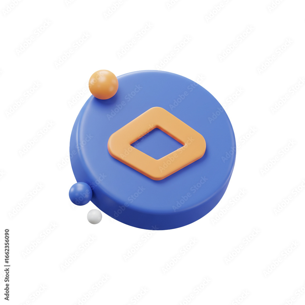 Poster abstract 3d rendering of a geometric shape with spheres, creative digital design element
