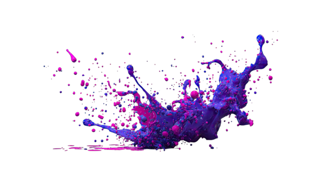 Vibrant fluid splash art in fuchsia and indigo