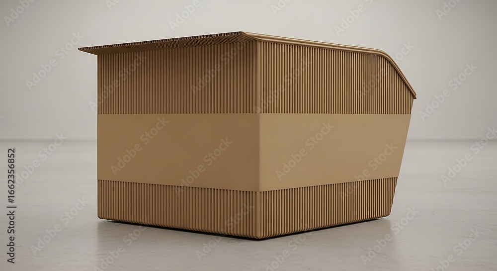 Poster neutral stand with ribbed texture displaying in studio