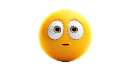 3D rendered surprised emoticon