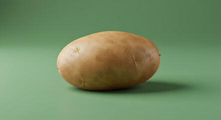 Fresh Raw Whole Potato Tuber Isolated on Solid Green Studio Background