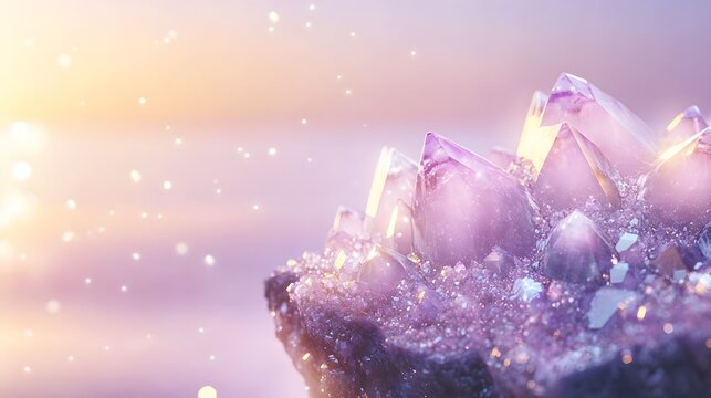 Stunning Amethyst Geode Cluster Close Up, Purple Crystal Background