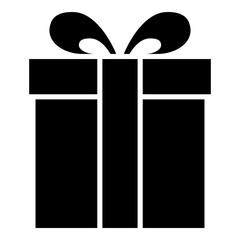 Gift box with ribbon bow glyph solid icon	
