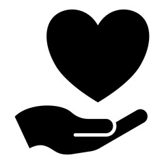 Hand holding a heart glyph solid icon