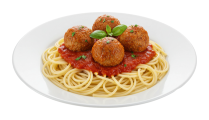 Delicious spaghetti and meatballs italian cuisine food bright culinary delight. Cut out PNG
