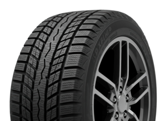 Winter tire performance showcase automotive workshop product indoor low angle durability insights. Cut out PNG