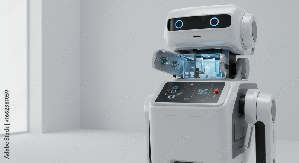Aufkleber futuristic personal assistant robot showcasing its internal functionality and service capabilities