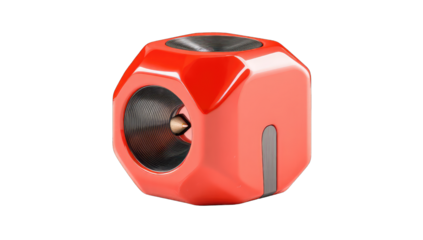 Red octagonal tool, glossy finish