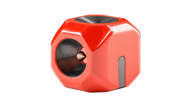 Red octagonal tool, glossy finish