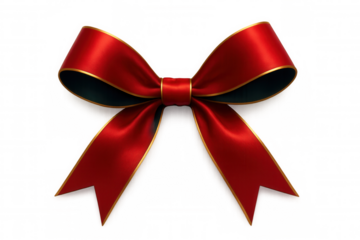 Decorative red ribbon featuring golden edging, showcasing luxurious festive accent for holiday crafting, packaging, and celebration-themed graphic design elements