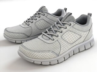 A stylish pair of athletic shoes isolated on a white background