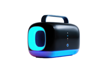 Modern portable speaker, black and blue