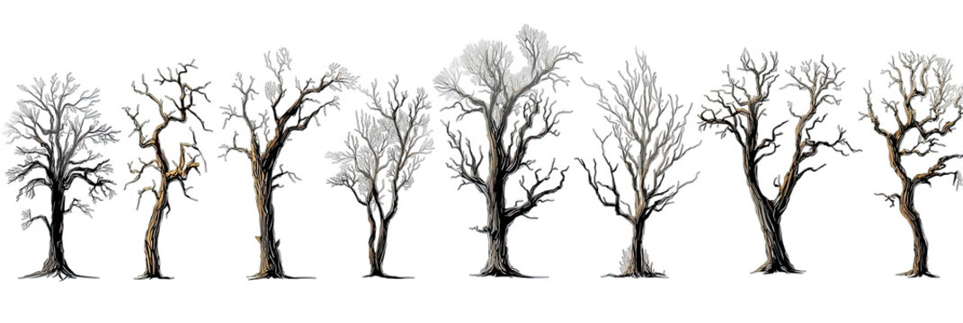 Row of stylized winter trees (1)