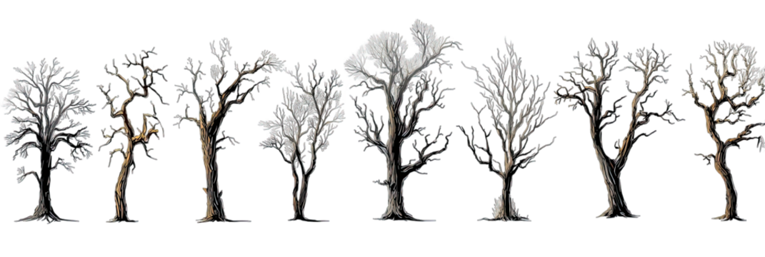 Row of stylized winter trees (1)
