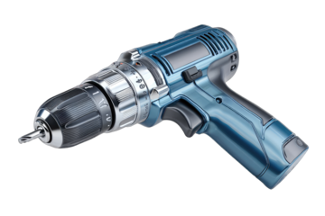 A blue and silver power drill
