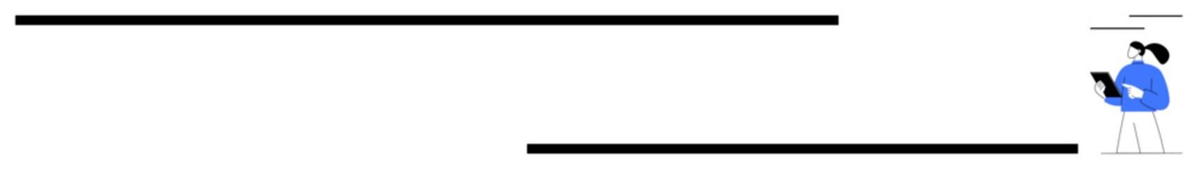 Obraz premium Individual seated with a laptop, surrounded by simple horizontal lines. Ideal for technology, productivity, focus, research, business, education, simple landing page