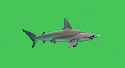 Obraz premium Hammerhead Shark on Green Screen Background for Easy Compositing