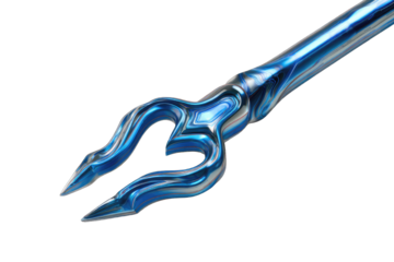 Metallic trident, vibrant blue