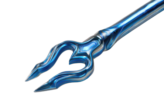 Metallic trident, vibrant blue