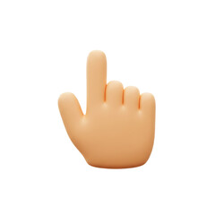 Fototapeta premium A three-dimensional rendering showcases a hand gesture, specifically a pointing finger, against a stark black backdrop, emphasizing the isolated nature of the digital illustration.