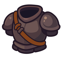 Gray Chest Armor with Strap Cartoon Game Icon