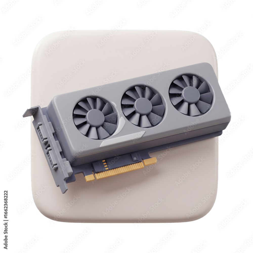 Fototapete a detailed, three-dimensional rendering of a modern graphics processing unit, showcasing its cooling